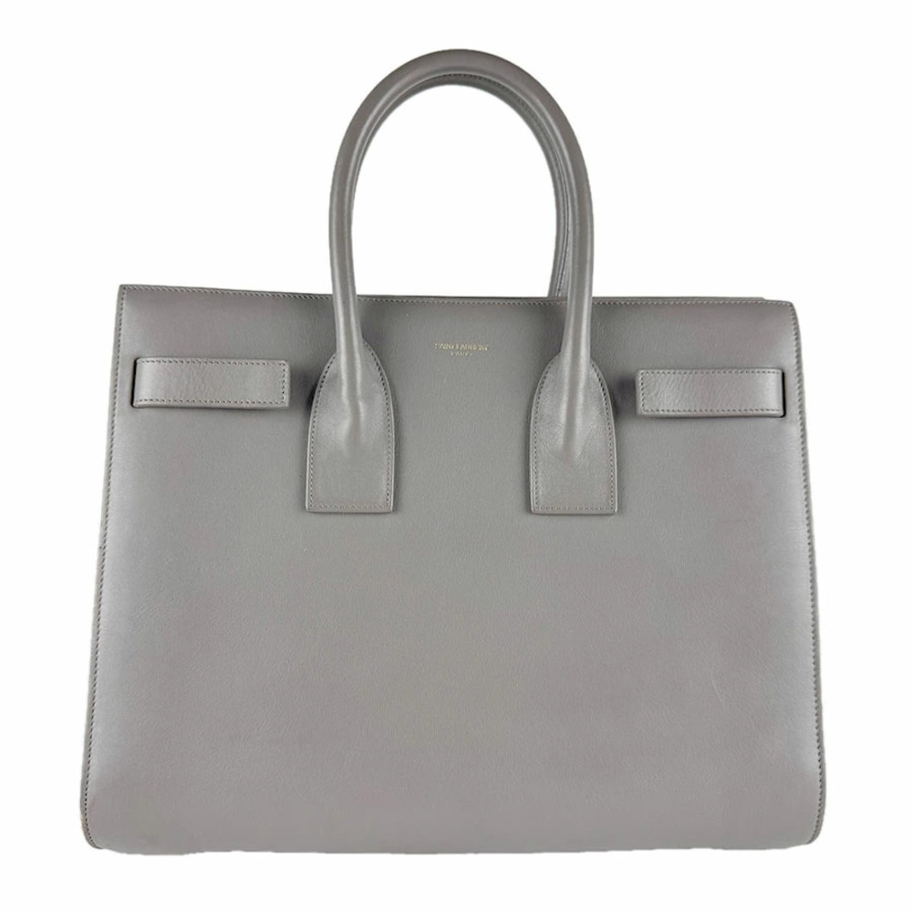 Saint Laurent 2way Shoulder Bag Sac de Jour Leather Gray Gold